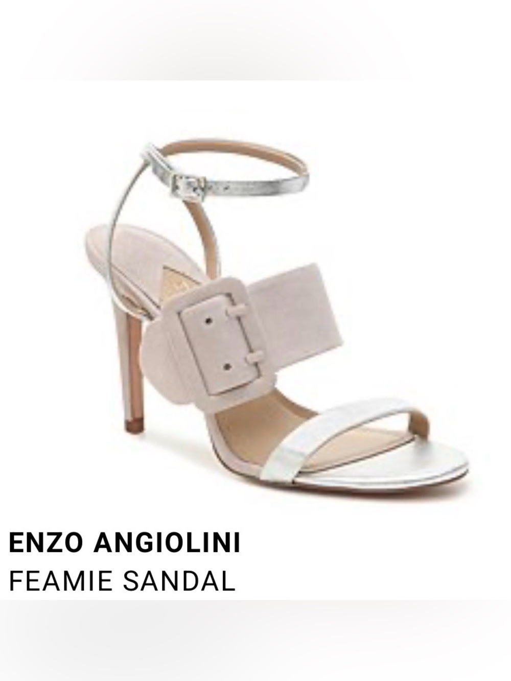 Enzo Angiolini Feamie Silver & Blush Ankle-Strap Heels